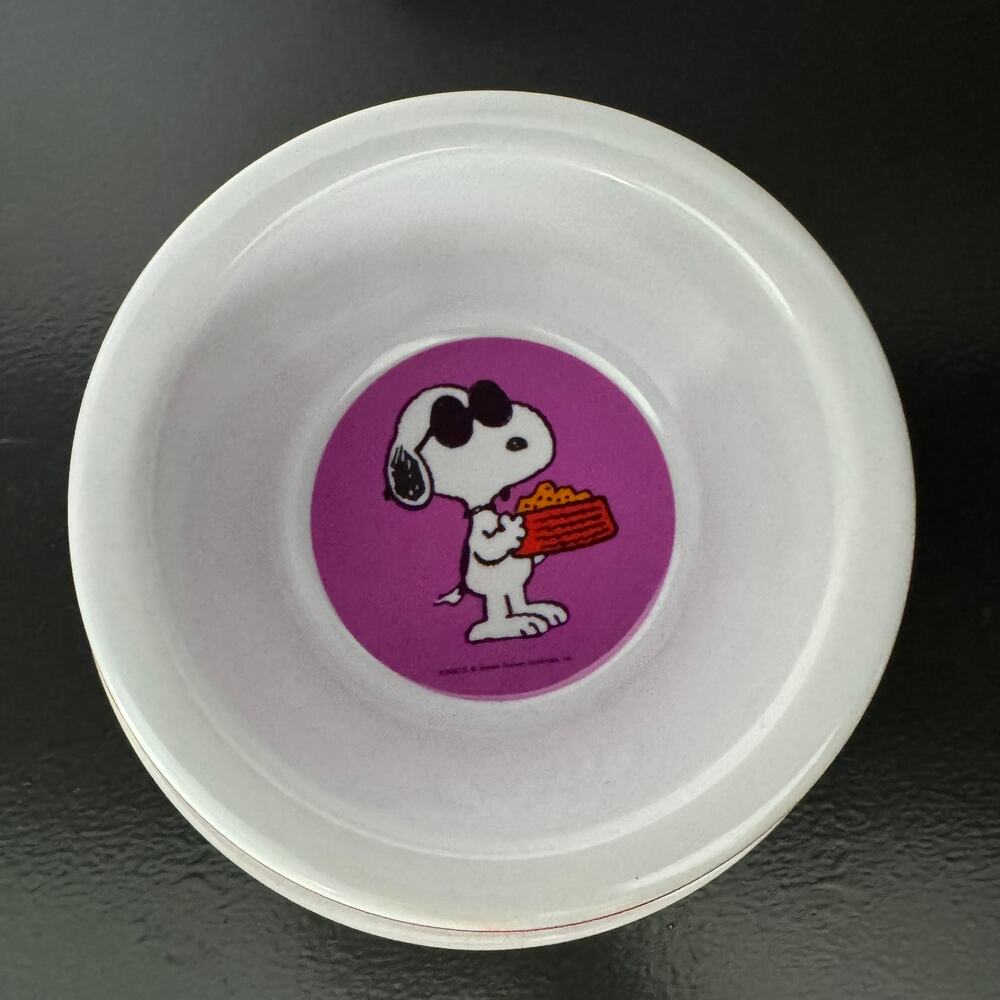 Peanuts Snoopy Dog Bowl Pink Plastic Pet Food Water Dish Small Cartoon